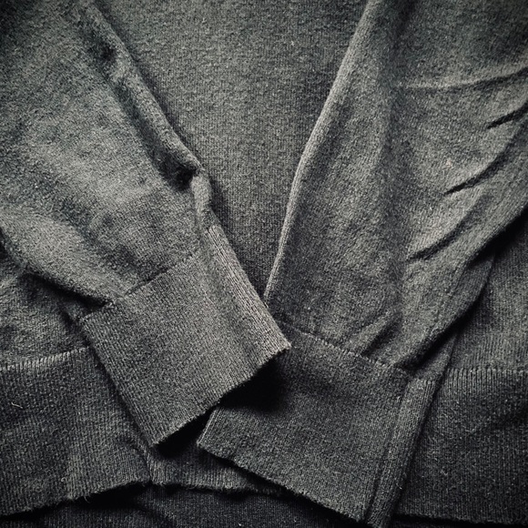 Black Cotton Cashmere 1/4 Zip Sweater - Picture 3 of 4